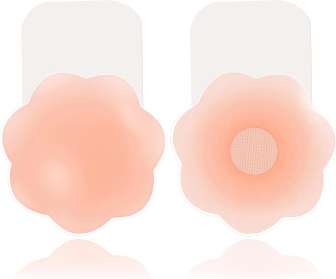 Sticky Bra for Breast Lift Pasties Nipple Covers Invisible Silicone Adhesive Bra Petals Stick on Bra (1 Pair Skin H(12cm, for Cup D+))