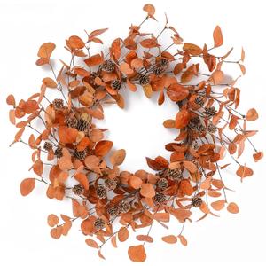 Artificial Fall Wreath Autumn Wreath with Eucalyptus Leaves,Pinecones for Front Door Farmhouse Indoor Outdoor Festival Home Decor