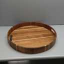 Extra Large Round Ottoman Coffee Table Tray, 22" Big Kitchen Serving Trays for Huge Ottoman Counter Giant Decorative Organizer, Huge Wood Serveware Tray with Built-in Handle for Big Job