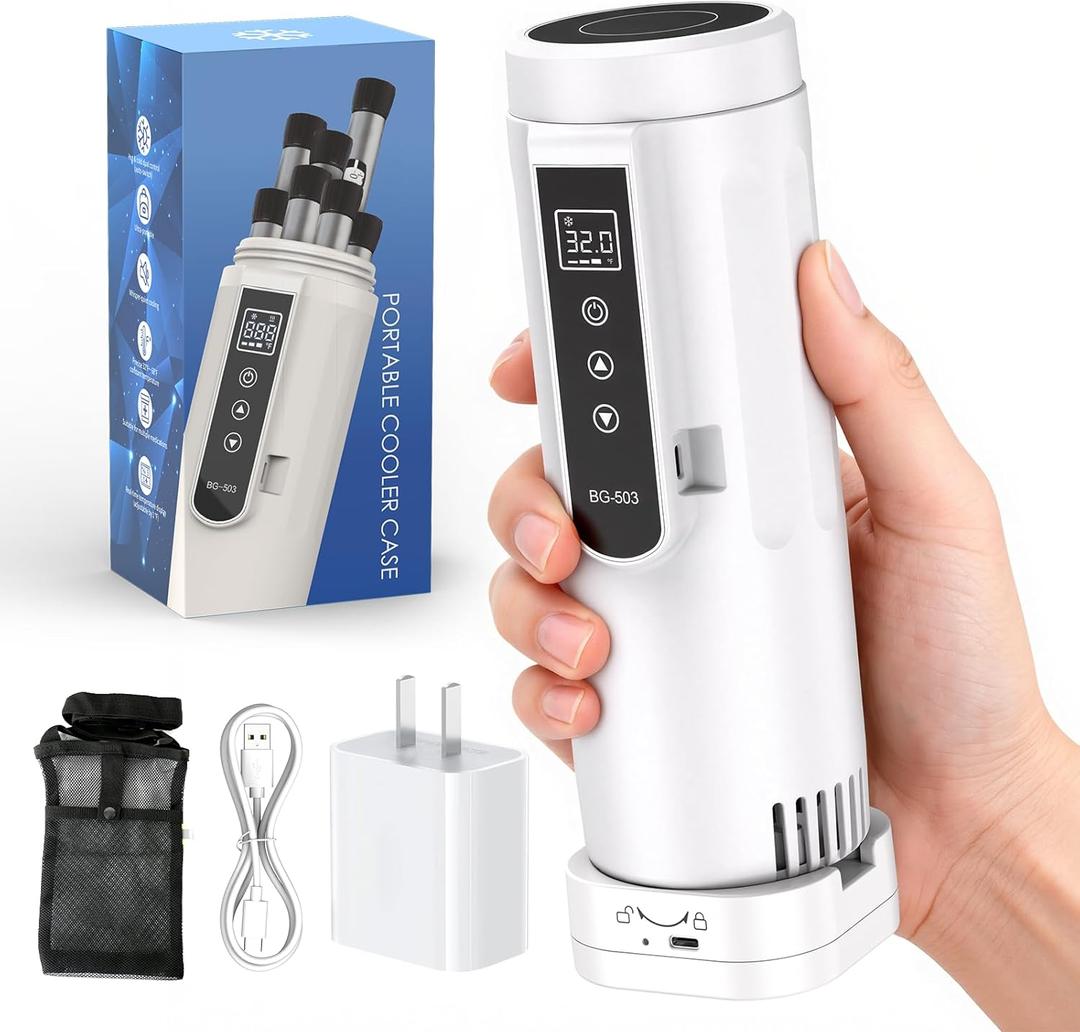 Hopelake Insulin Cooler Travel Case, Portable Insulin Cooler with Temp Display(32-68), Medication Travel Cooler Refrigerator(4-7 Pens), USB Charging/Dedicated Backup Power/Portable Cup Sleeves
