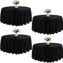 4 Pack Round Tablecloth 90 Inch Black Polyester Washable Fabric Table Covers for Wedding Dining Table Buffet Parties Banquet Decor