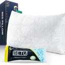 BETU Cooling King Size Pillow, Shredded Memory Foam Cool Pillow for Hot Sleepers, Adjustable Firm Soft Support Bed Pillows Perfect for Back Neck Pain and Side Sleeping with Pillows Case Cover, White