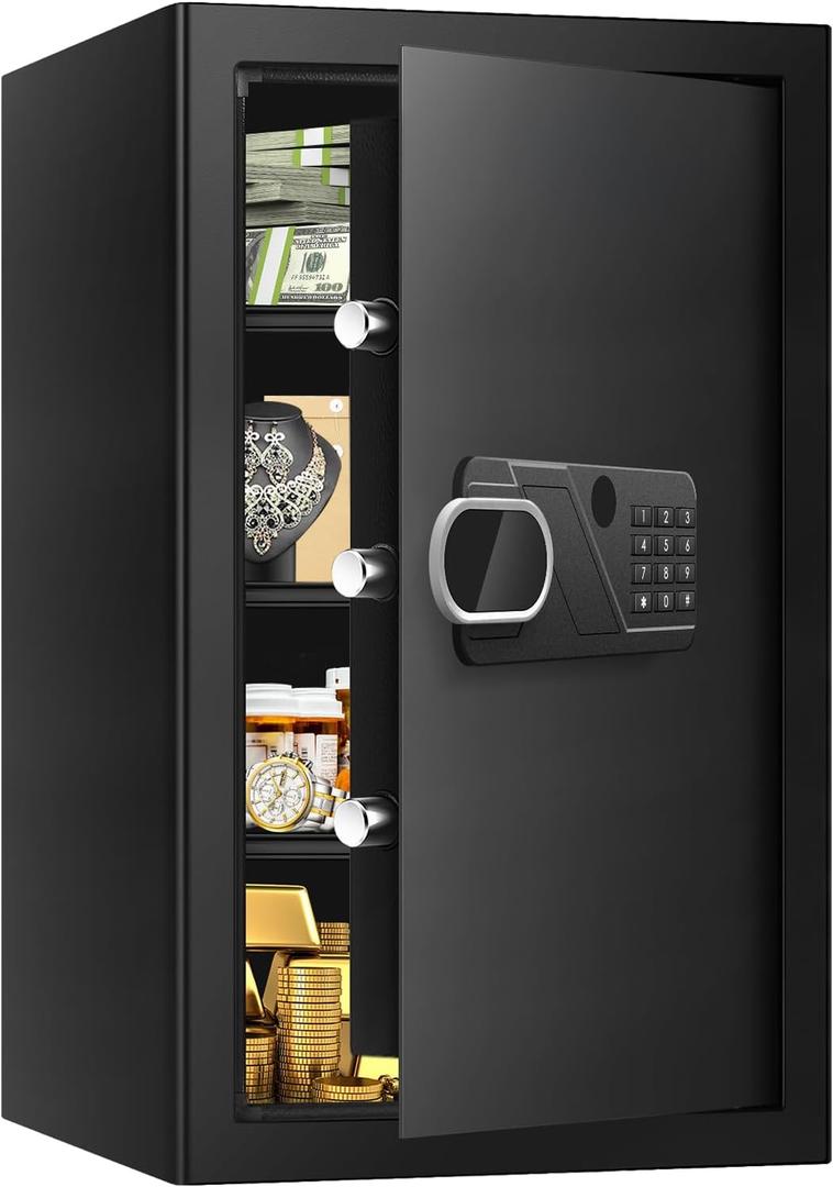 5.1 Cuft Large Home Safe Fireproof Waterproof, Anti-Theft Fireproof Safe Box with Programmable Keypad, Spare Keys and Alarm System, Fire Safes for Home Money Document Valuables