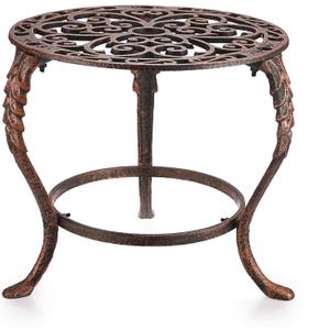 OwnMy Heavy Duty Cast Iron Plant Stand Vintage Wrought Iron Flower Pot Holder, Decorative Round Potted Plant Holder Rack, Indoor Outdoor Metal Large Plant Stand for Patio Home Garden, Red Bronze