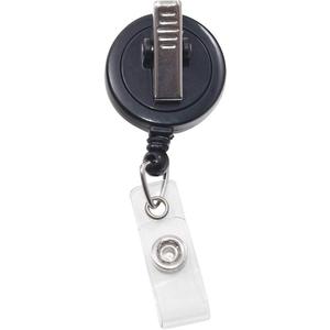 ADVANTUS Swivel-Back Clip-On Retractable ID Reels with Badge Holders, 30-Inch Cord, Pack of 12, Black (75548)