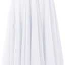 SANGTREE Women's Long Tulle Skirts Elastic High Waist A-Line Layered Tutu Mesh Flowy Skirt Ankle Length (Medium, White)