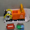 JOYIN Large Friction Powered Garbage Truck Toy Set, Includes Dumpster, Trash Bins, and Learning Cards for Kids, Orange