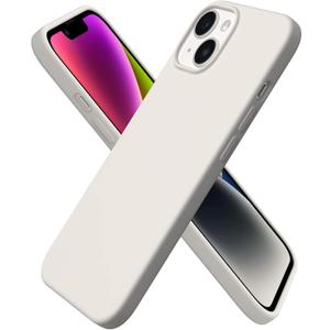 ORNARTO Compatible with iPhone 14 Case 6.1, Slim Liquid Silicone 3 Layers Full Phone Covered Soft Gel Rubber Case Protective Phone Cover 6.1 Inch-Stone Gray