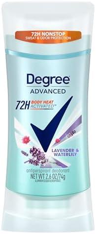 Degree Advanced Protection Antiperspirant Deodorant Lavender & Waterlily for 72-Hour Sweat & Odor Control for Women, with Body Heat Activated Technology, 2.6 oz