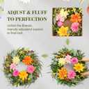 Spring Wreaths for Front Door 24 Inch, Artificial Summer Wreath with Dahlia and Peony for All Season Home Decor Easter Indoor Outdoor Wall Home Festival Celebrations