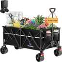 ROSONG Collapsible Wagon Cart with Wheels Foldable - Folding Utility Heavy Duty Wagons Carts for Grocery Sports Garden Shopping Camping Wheelbarrows (Black, 260L)