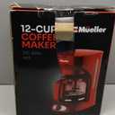 MUELLER HOME 12-Cup Red Coffee Maker - Perfect for Home or Office, Borosilicate Carafe, Auto-Off, Reusable Filter, Anti-Drip, Keep-Warm Function, Clear Water Level Window, Red Kitchen Accessories