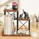Abiglifty Desk Shelf Organizer, Wooden Desktop Organizers, 3 Tier Desk Hutch Small Bookshelf, Nightstand Organizer, Riser Display Stand for Office, Dorm, Home (Brown)