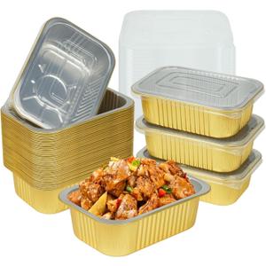 40 Pack 1.5 LB 7.2"5"1.8" Aluminum Pans with Lids Heavy Duty, 25 Ounce Aluminum Food Containers Disposable Tin Foil Pans with Lids for Baking, Meal Prep, Freezer, Heating and Takeout