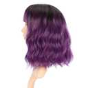 FAELBATY Purple Wig With Bangs Short Bob Synthetic Cosplay Wig for women Costume Wigs (12" Ombre Dark Purple Color)