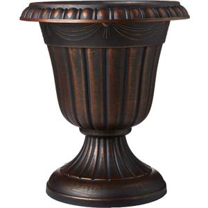 Arcadia Garden Products PL20CP Classic Traditional Plastic Urn Planter Indoor/Outdoor 10" x 12", Brushed Copper, Size: 10" x 12"