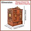 Wooden Temple, Wood Material, Traditional Style Home Decor Wooden Temple Mandir for Home Beautiful Pooja with LED Light and Wall Mounts Big Size(H-17.3, L-11, B-10.6 inch)