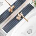 Faucet Mat for Kitchen Sink,Super Absorbent Diatomite faucet mat, Quick Drying Stone Sink Tray, Faucet Splash Guard for Kitchen,Bathroom Counter (Dark grey, 23.6" x 3.9")