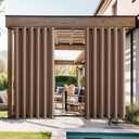 NICETOWN 2 Panels Outdoor Curtains for Patio Waterproof, Thermal Insulated Top & Bottom Grommet Blackout Windproof Gazebo Curtains & Drapes Heat & Cold Block for Garden, W84 by L95, Tan