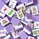 American Mahjong Set with Racks, 166 Purple Tiles, White Mahjong Bag and Accessories, Mahjong Tile Set for Beginners (Mah-Jongg)
