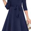 RUMIA Women's Cocktail Dresses 3/4 Sleeve Formal Vintage Wedding Guest Dress  (Blue, M)