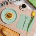 105PCS Paper Plates and Napkins Set, 7 Inch Scalloped Disposable Tableware with Forks for Birthdays, Garden Parties & Outdoor Events,Serves 35 (Sage Green)