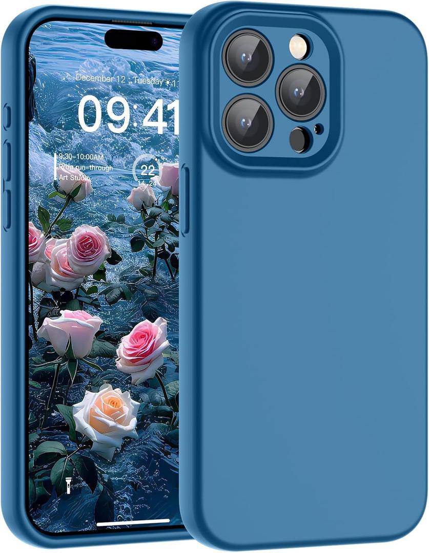 SUPFINE Designed for iPhone 14 Pro Max Case,Premium Liquid Silicone with [Soft Anti-Scratch Microfiber Lining][Upgraded Camera Protection] Slim Shockproof Phone Case for Men Women Girls,Deep Blue