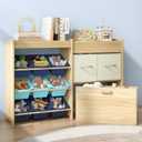 EXPERLAM Toy Storage Organizer for Kids, 9 Blue Bins, 2 Drawers, Toy Chest, Large