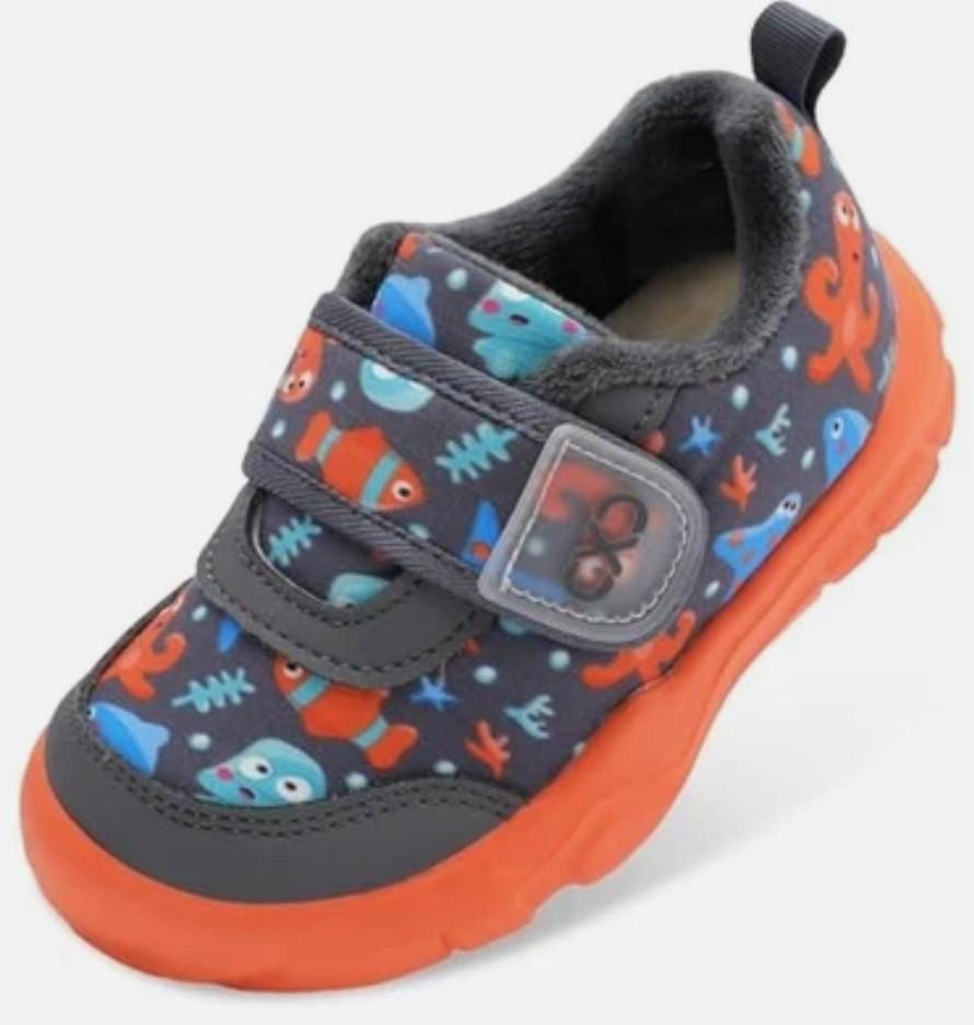 Toddler Boots Winter Warm Shoes with Fur Lined Boys Girls (5.5T,Grey Fish)