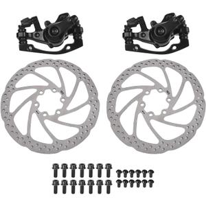 Bike Disc Brake Kit, Mechanical Disc Brakes Aluminum Alloy Caliper Mechanical Disc Brake Caliper Set Front And Rear For Electric Bike Mountain Bike Road Bike Folding Bike (4 pcs set)