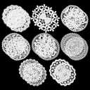 16 Pieces Lace Doilies for Tables, 6 Inch Rustic Crochet Lace Coasters Table Decors Doilies Round Placemats for Kitchen Dining Room Wedding Vase Table Decoration, White