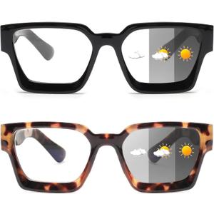 JM 3 Pack Square Reading Glasses for Women Men, Oversized Rectangle Spring Hinge Readers Blue Light Blocking