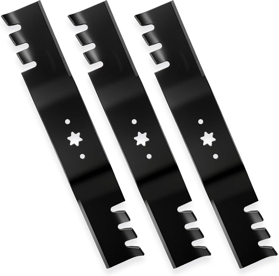 942-0677B-X 54" Mulching Toothed Blades for Cub Cadet RZT-54 S54 L54 KH GT 1054 GT1554 SLT Troy Bilt Mustang 54" XP Craftsman ZTL8000 PGT9000 Toro 54 inch Deck Zero-Turn Mower Lawn Tractor, Black