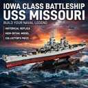 USS Missouri Battleship Building Blocks Set - Iowa-Class Warship Model, 2228 Pieces 14+ Adult/Teen Building Toy, 83cm Large Scale Replica with Display Stand for Collection & Decoration