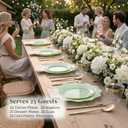 WDF 175Pcs Sage Green Plastic Plates With Gold Rim - Disposable Sage Green Plates 25guest Disposable Dinnerware Ideal for Party/Wedding/Spring Party/First Communion