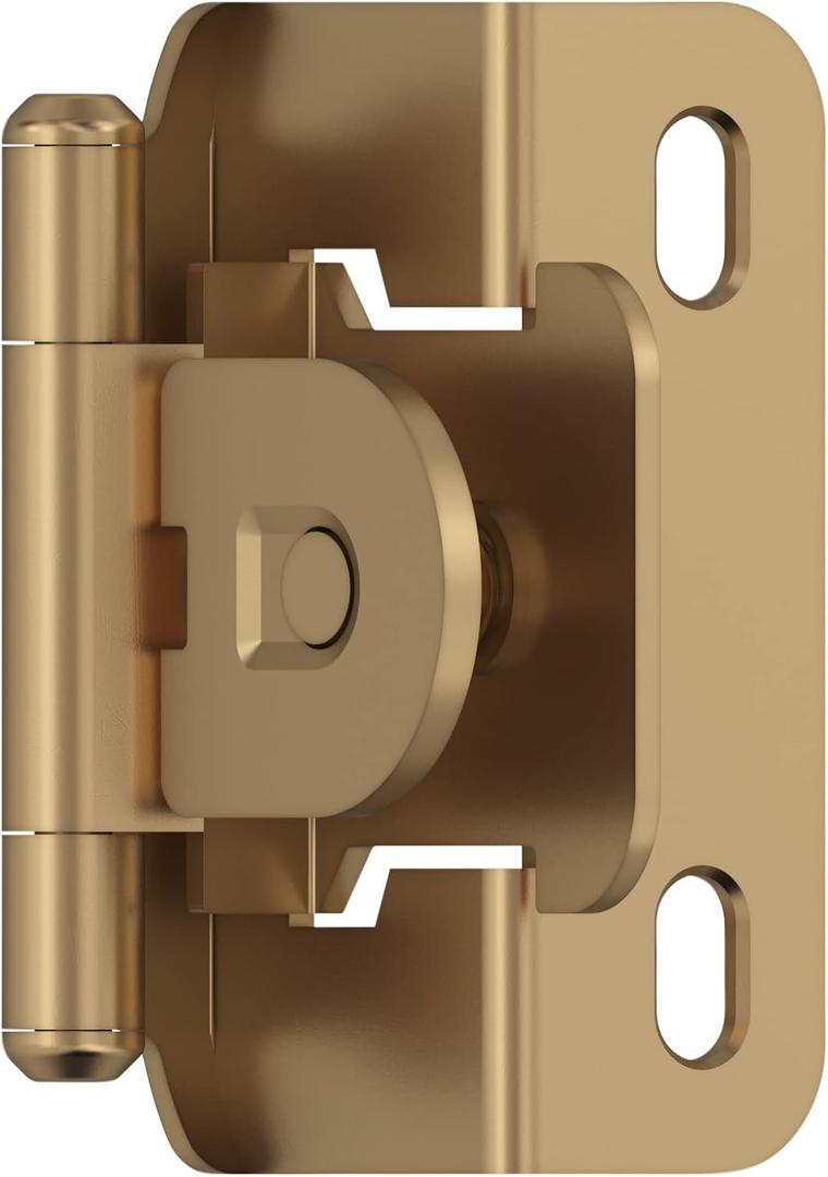 Amerock BPR8719CZ | Cabinet Hinge | 1/2 in (13 mm) Overlay Single Demountable | Partial Wrap | Champagne Bronze | Kitchen Cabinet Door Hinge | 1 Pair/2 Pack | Functional Hardware