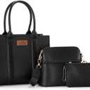 Wrangler 3Pcs Purses for Women Tote Bag Crossbody Handbag Sets with Strap (Black)