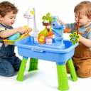 Upgraded Toddler Sand Water Table Toy with Electric Water Pump, Kids Sand Water with Faucet/Play Food Accessories/Fishing Toy, Kitchen Play Sink Toys for Girl Boy Age 3+ (Blue)