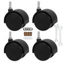 2" Stem Casters Replacement Casters Threaded Swivel Furniture Caster Wheels with Brakes 100Lbs (M6-1.0x15mm-Black-No Brake)