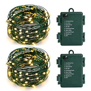 Battery Operated Starry Lights - 18FT 50 Micro LEDs, Warm White (1 Pack) for Christmas Tree, Wreath, DIY, Wedding