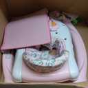 Foldable Baby 5-in-1 Activity Walker - Rocker, Activity Center, Bouncer, Seat Walker, Push Walker - Adjustable Speed Rear Wheels and Height Toys Ages 6-18 Months(Pink)