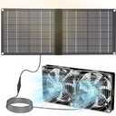 Solar Powered Fan, Solar Fan for Outside Greenhouse Shed Chicken Coop with Dual Brushless Fan, Black