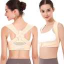 Back Posture Corrector for Women: Adjustable Shoulder Posture Brace Straightener Pain Relief (Small/Medium) (Beige)