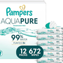 Pampers Aqua Pure Baby Wipes Unscented 12-Pack 672 Total Wipes