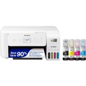 Epson EcoTank ET-2800 Wireless Color All-in-One Cartridge-Free Supertank Printer with Scan and Copy  The Ideal Basic Home Printer - White, Medium