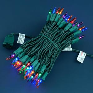 100 Multicolor Christmas Lights, 33 ft Green Wire LED String Light