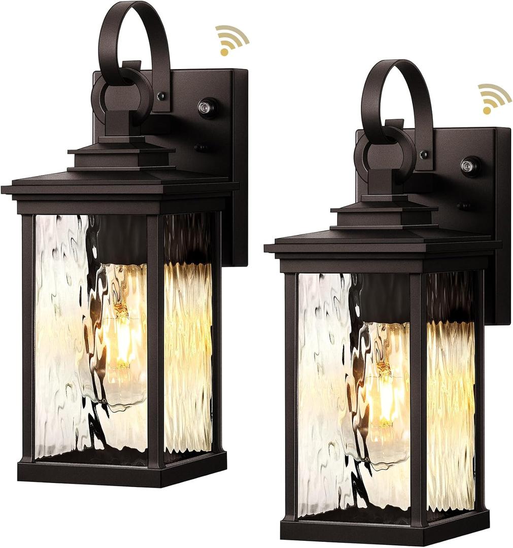 VIANIS 2 Pack Dusk to Dawn Outdoor Wall Sconce, Oil Rubbed Bronze Farmhouse Exterior Lighting Fixtures Wall Mount for House, 100% Aluminum Waterproof Outside Porch Light for Garage Patio (Oil-Rubbed Bronze 2PK)