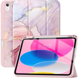 Soke Case for iPad (A16) 11th Generation 2025, Compatible with 10th Gen 10.9 Inch 2022, Shockproof Cover with Pencil Holder, Auto Wake/Sleep & Tri-fold Stand, Dreamy Marble