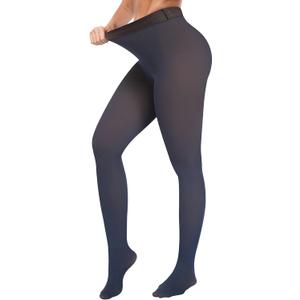 ATHVOTAR Fleece Lined Winter Tights Women - Thermal Warm Opaque Pantyhose Thick Sheer Leggings (X-Small-Small, Pantyhose Translucent(navy))