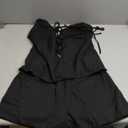 SHENHE Women's Sexy 2 Piece Outfits Linen Set Backless Halter Neck Tie Front Vest and Shorts Y2k Set, Small (Black)